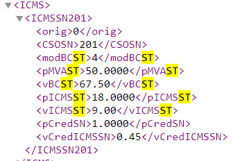 Tags do ICMS ST no XML