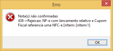 Mensagem de validação da NF-e