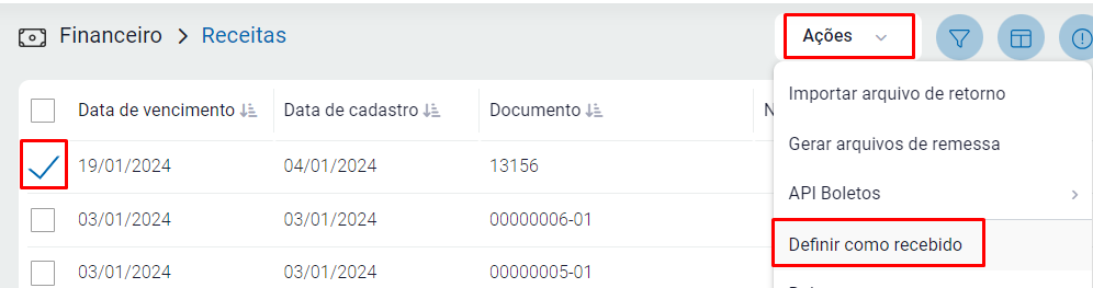 Recebimento parcial