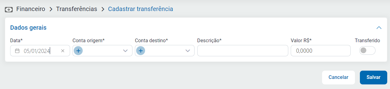 Lançamento de transferência