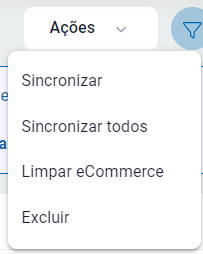 Acoes de sincronizacao do Ecommerce