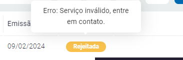 Motivo da rejeição