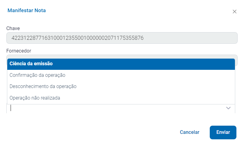 Status da manifestação