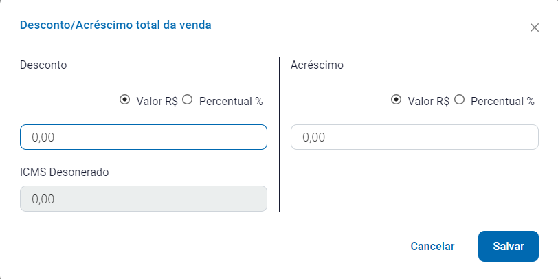 Desconto ou acréscimo no total da nota com Alt + F7 Desconto ou acréscimo com Alt + F7