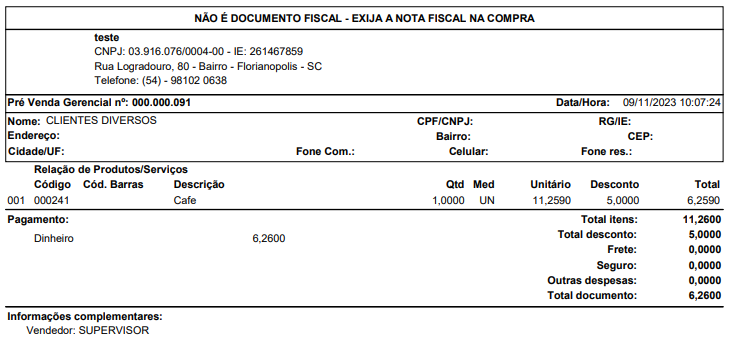 Documento em impressora A4