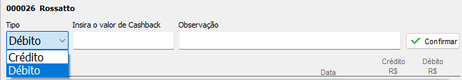 Lançamento manual de Crédito ou Débito