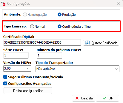Contingência offline