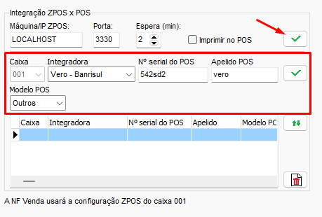 Configuracao ZPOS Vero Banrisul