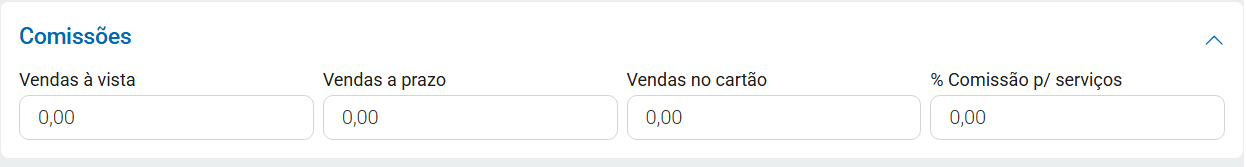 Aba comissões do usuário