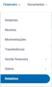 Menu Financeiro Relatórios
