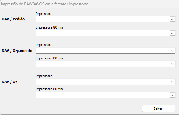 Impressoras por tipo de documento