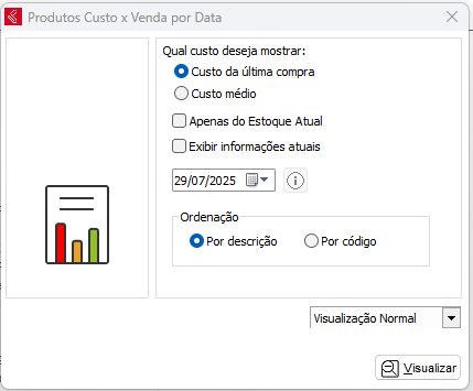 Relatório de Produtos Custo x Venda por Data