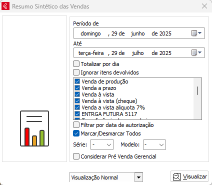 Relatório de Resumo Sintético das Vendas