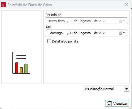 Relatório Fluxo de Caixa com a previsão do caixa atual Relatório Fluxo de Caixa