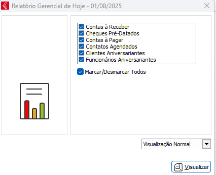 Relatório Gerencial de Hoje com a previsão dos lançamentos Relatório Gerencial de Hoje
