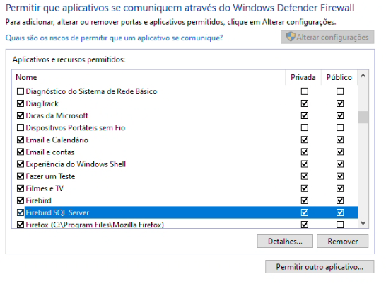 Permissão completa do fbserver.exe