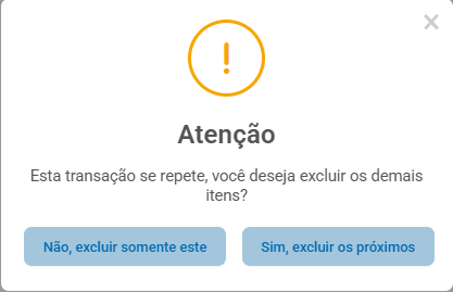 Aviso de exclusão de parcelas