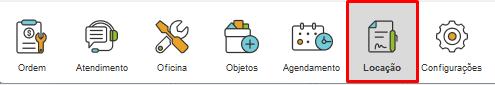 Acesso ao módulo de Locação pelo menu superior Acesso ao módulo de Locação