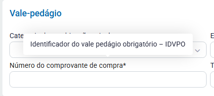 Identificador do vale-pedágio IDVPO