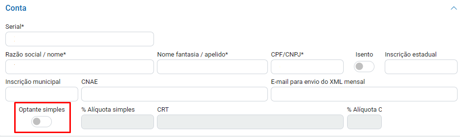 Optante pelo simples desmarcado