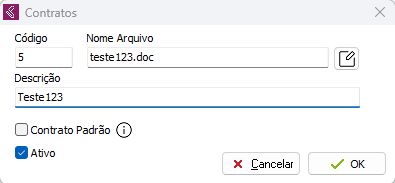 Definição de descrição e contrato padrão Descrição do contrato