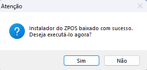 Confirmação da instalação do ZPOS
