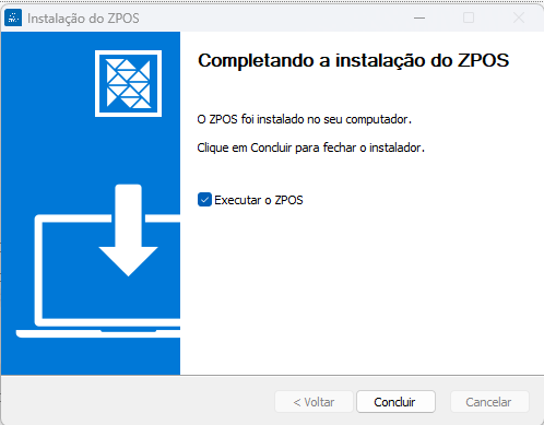 Conclusão da instalação do ZPOS