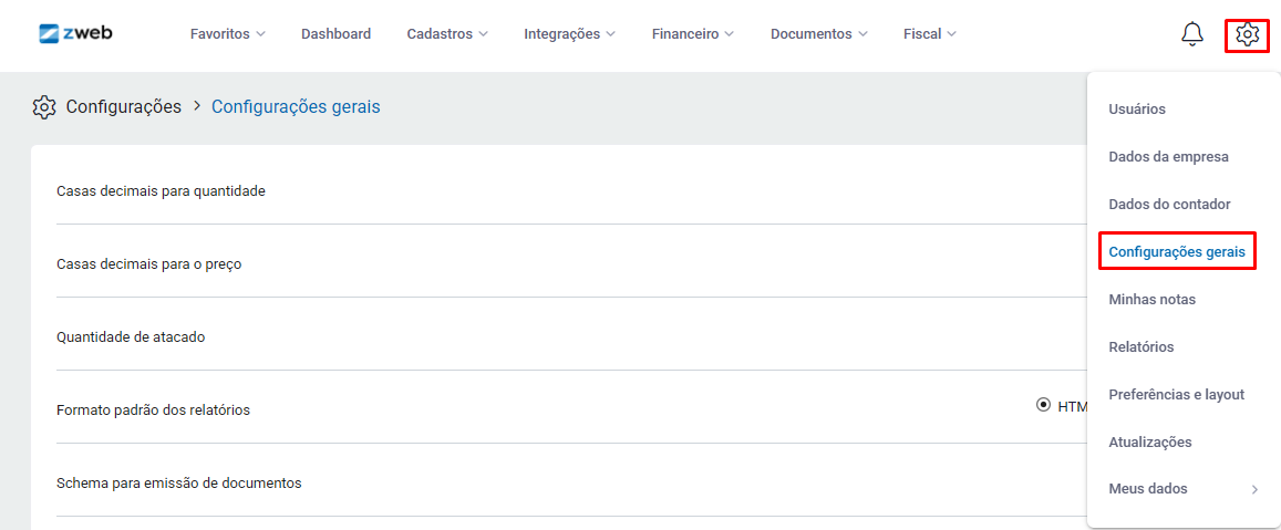 Configurações Gerais