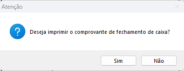 Impressão do comprovante de fechamento