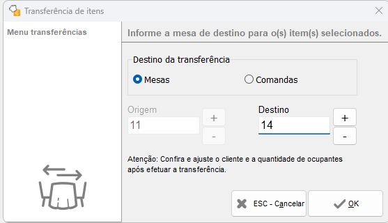 Transferir itens