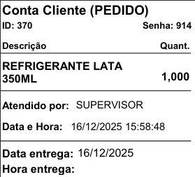 Exemplo do pedido impresso