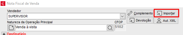 Botão Importar na NF-e