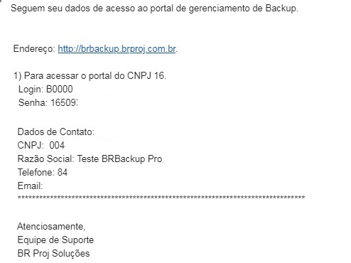 Credenciais de acesso ao painel