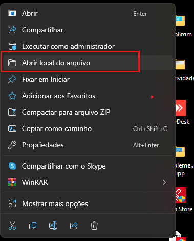 Abrir local do arquivo do ClippStore