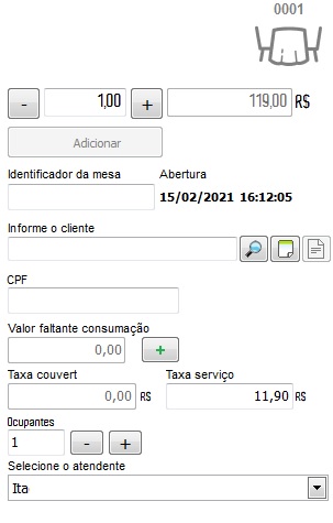 Opções disponíveis ao lançar itens na mesa Opções da mesa