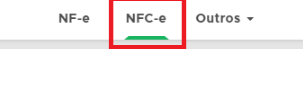 Menu Fiscal com a opção NFC-e