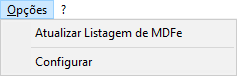 Menu Opções
