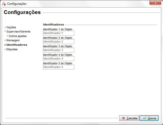 Configuração dos identificadores no Clipp Service Configuração dos identificadores