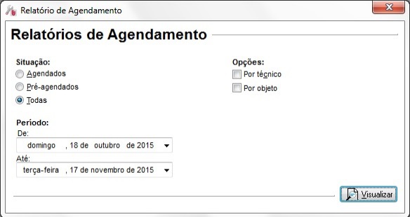 Relatório de agendamentos por período Relatório de agendamentos