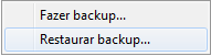 Opção Restaurar Backup