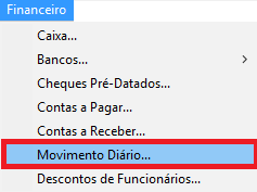 Menu Movimento Diário
