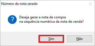 Mensagem de confirmação da sequência