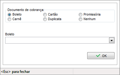 Documento de Cobrança da nota