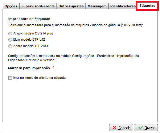 Aba Etiquetas da OS
