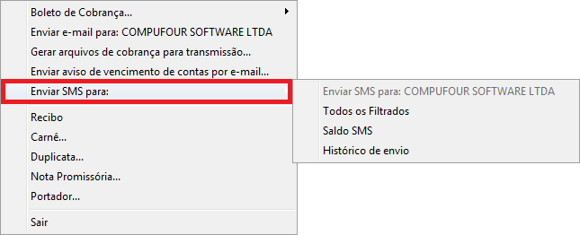 Enviar SMS no Contas a Receber