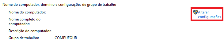 Opção Alterar Configurações