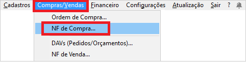 Menu NF de Compra