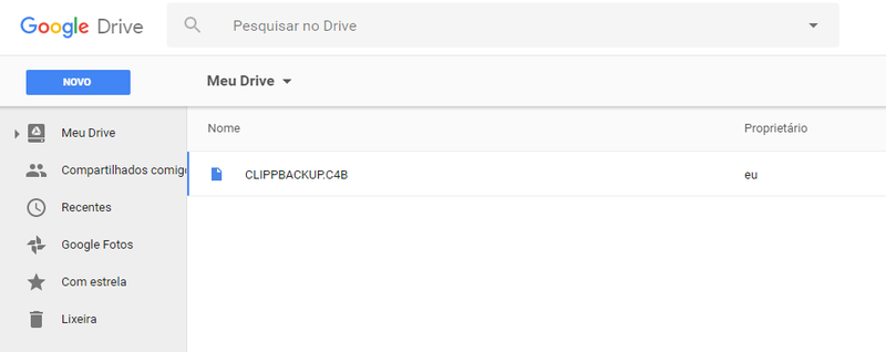 Backup salvo no Google Drive