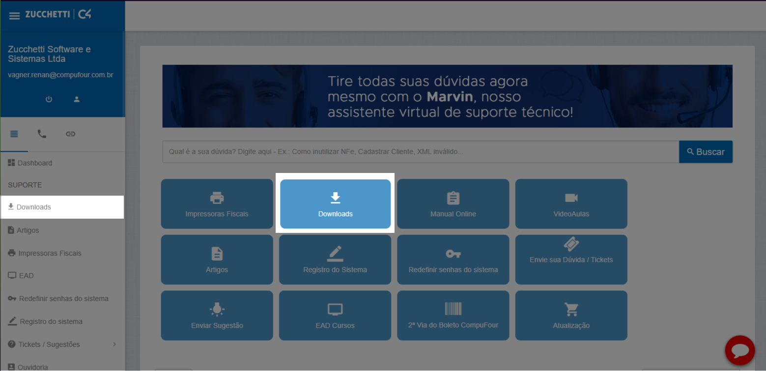 Opção Downloads