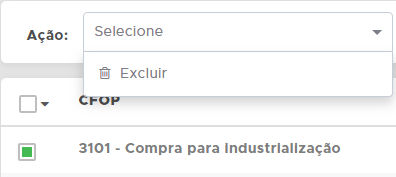 Opção Excluir uma natureza cadastrada Excluir natureza